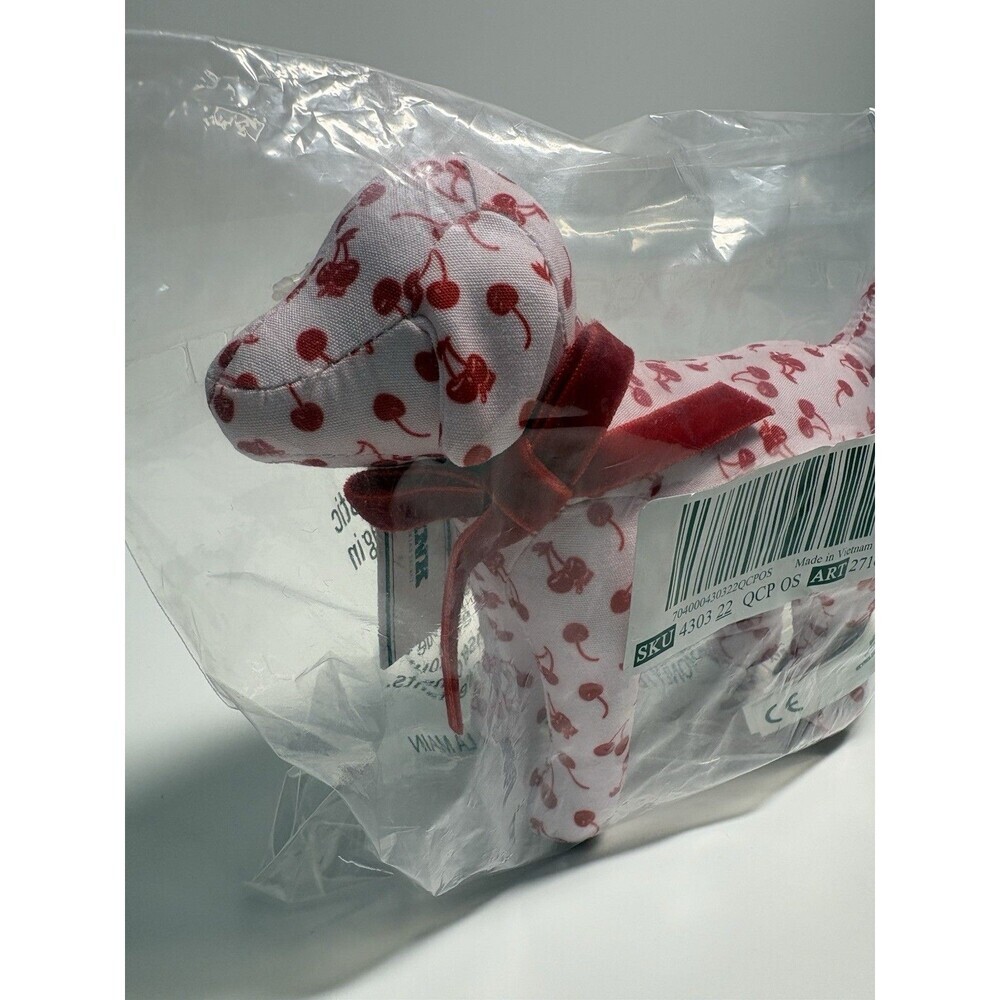 PINK Victoria's Secret Galantines Day Cherry Print Stuffed Dog Plush Seasonal - Picture 2 of 3